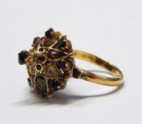 Gold-coloured Indian princess-style ring, multi-co
