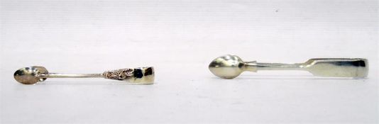 Pair of silver fiddle pattern sugar tongs, London