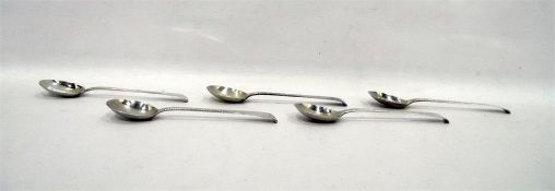 A set of five George III Old English feather edged