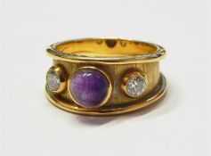 Hooper Bolton 18ct gold, amethyst and diamond set