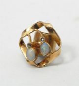 Gold-coloured metal, opal and diamond scarf/choker