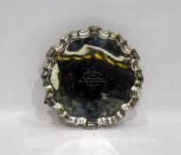 Early 20th century silver salver with piecrust rim