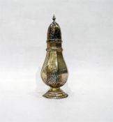 Silver sugar caster of octagonal baluster form, on