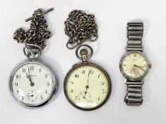 Silver pocket watch, button winding, with subsidia