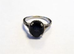 Sapphire & diamond ring on white gold shank