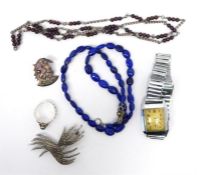 Lapis lazuli beaded necklace, a Mexican silver bro