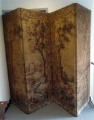 Large folding screen tapestry showing rural idyll