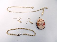 9ct gold rope-pattern bracelet, 1.9g approx, a 9K