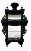 Late Victorian ebonised wall display shelves with