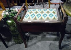 Early 20th century box seated piano stool and a ce