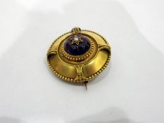 Victorian gold coloured metal, garnet and pearl lo