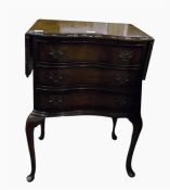 Modern stained walnut veneered fall-flap three-dra