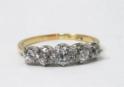 18ct gold and platinum five stone diamond ring set