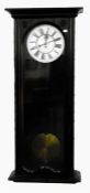 Ebonised single weight Vienna style wall clock, th