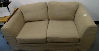 Two-seater bed settee with cord upholstery and loo