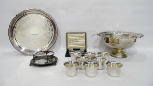 Large EPNS punch bowl with shell and foliate rim,