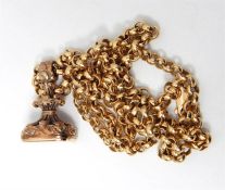 9ct gold chain with a 9ct gold fob, 35.5g in total