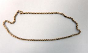 9ct gold rope-pattern chain necklace, 18g approx