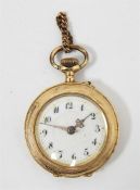 Lady's gold-coloured fob watch with circular white