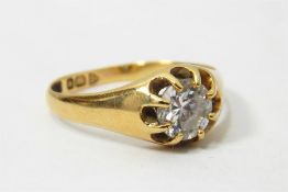 18ct gold solitaire ring, circular cut diamante st