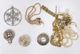 Silver brooch, round with Celtic embossed decorati