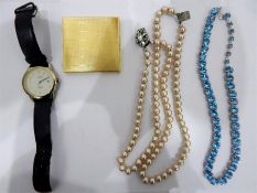 Timex wristwatch, Dupont lighter, silver cufflinks