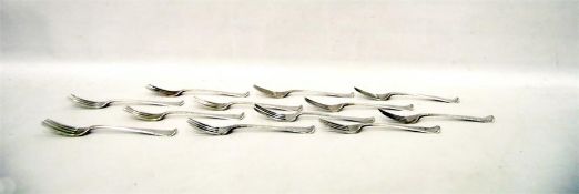 Set of 12 Georgian silver Old English feather-edge