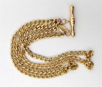 9ct gold flat link chain necklace with hollow T-ba