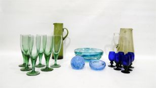 Art glass blue moulded bowl, German style blue gla