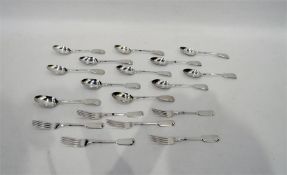 Quantity of 19th century fiddle pattern table silv