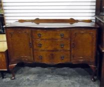 20th century walnut serpentine fronted sideboard,