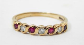 9ct gold, ruby and diamond half-eternity ring set