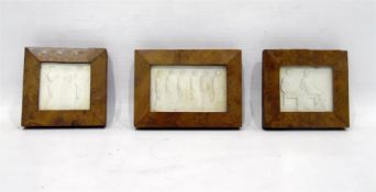 Three plaster plaques, showing classical figures,