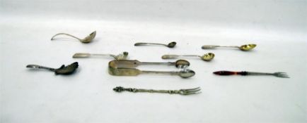 Victorian fiddle and thread egg spoon, a shell bow