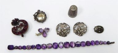 Pair of silver Art Nouveau style floral openwork b