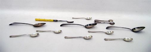 Six silver teaspoons, three Georgian dessert spoon