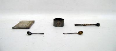 Silver cigarette case, a silver and black onyx-top