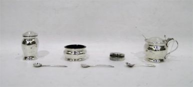 George VI silver three-piece condiment set, Birmin