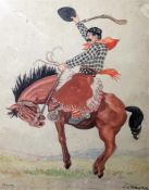F Rauke Watercolour drawings Four humorous drawing