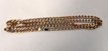 9K gold flattened curb-link modern chain necklace,