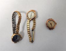 Two lady's 20th century 9ct gold wristwatches on g