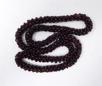 Garnet-coloured glass multi-beaded necklace