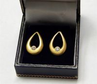Pair of 9ct gold and diamond drop earrings, 1.4g