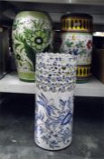 Large ceramic Italian-style umbrella stand and ano