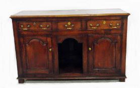 Oak dresser base having three drawers to frieze, e