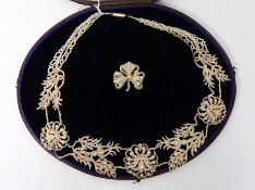 Victorian seedpearl necklace, matching brooch and