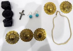 Quantity of various mother of pearl and horn collar studs, silver-coloured metal miniatures silver