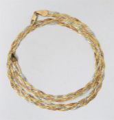 9ct tri-gold Italian flat twist necklace, 6.7g (so