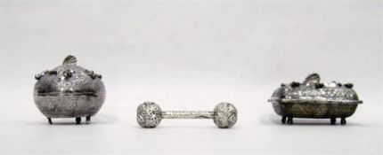 Eastern white metal rectangular box with suspended