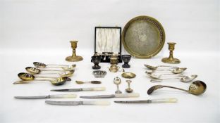 Assorted EPNS flatware including spoons, soup spoo